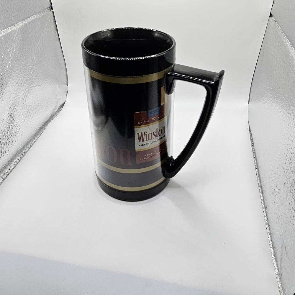 Vintage Winston Cigarettes Insulated Black and Red Mug/stein  Man Cave